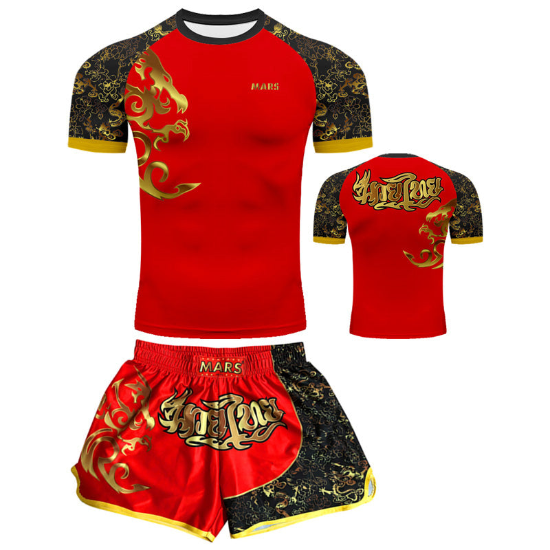 Customized Professional Children's Comprehensive Fighting Suit Boxing Sanda Training Wear Free Muay Thai Boxing Clothes Short Sleeve Two-Piece Suit - SURPHY