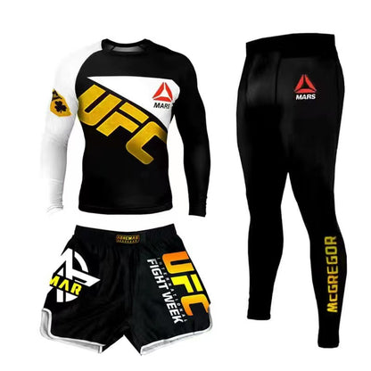 New Boxing Pants Combat MMA Mixed Martial Arts UFC Running Sports Training Quick-Dry Pants Venom Three-Piece Set - SURPHY