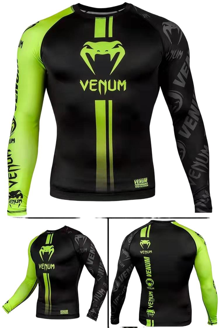 Boxing Shirt Muay Thai Tight Long Sleeve Fitness Training Combat Running Fighting T-Shirt Martial Arts Sportswear Venom Top - SURPHY