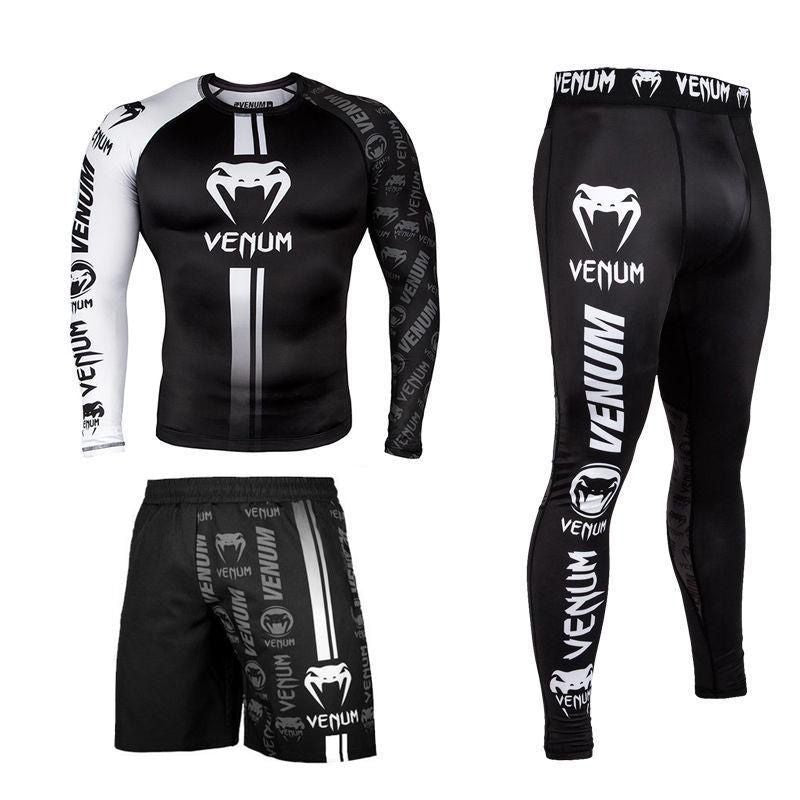 New Boxing Pants Combat MMA Mixed Martial Arts UFC Running Sports Training Quick-Dry Pants Venom Three-Piece Set - SURPHY