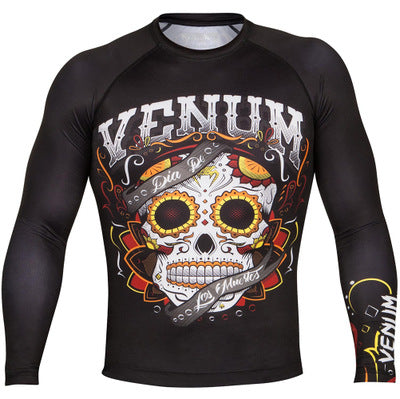 Boxing Shirt Muay Thai Tight Long Sleeve Fitness Training Combat Running Fighting T-Shirt Martial Arts Sportswear Venom Top - SURPHY