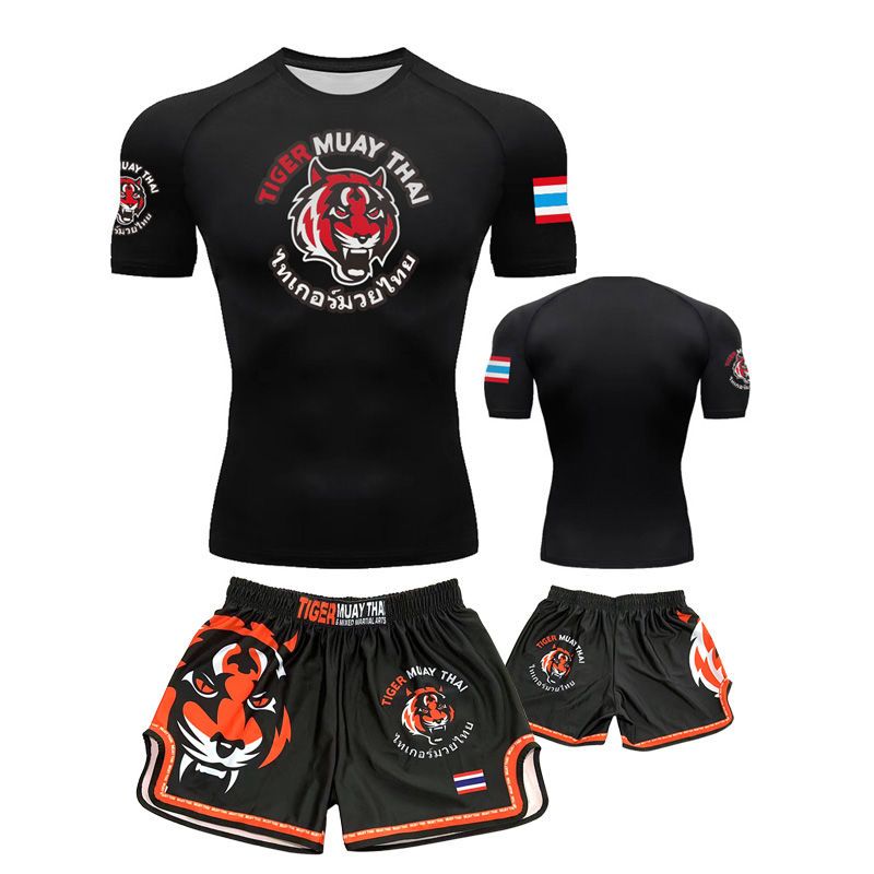 Boxing Training Wear Muay Thai Boxing Clothes Shorts Men's UFC Sanda Quick-Drying Short-Sleeved T-shirt Customization - SURPHY