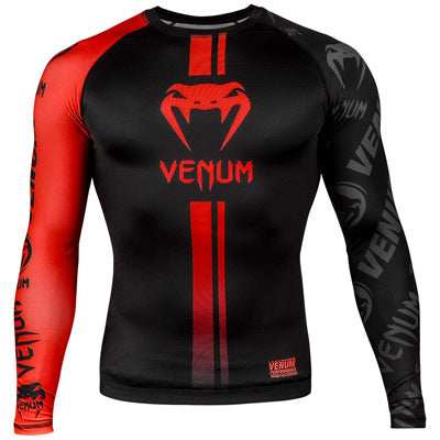 Boxing Shirt Muay Thai Tight Long Sleeve Fitness Training Combat Running Fighting T-Shirt Martial Arts Sportswear Venom Top - SURPHY