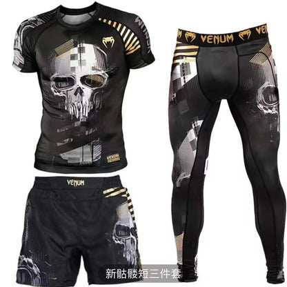 New Boxing Pants Combat MMA Mixed Martial Arts UFC Running Sports Training Quick-Dry Pants Venom Three-Piece Set - SURPHY