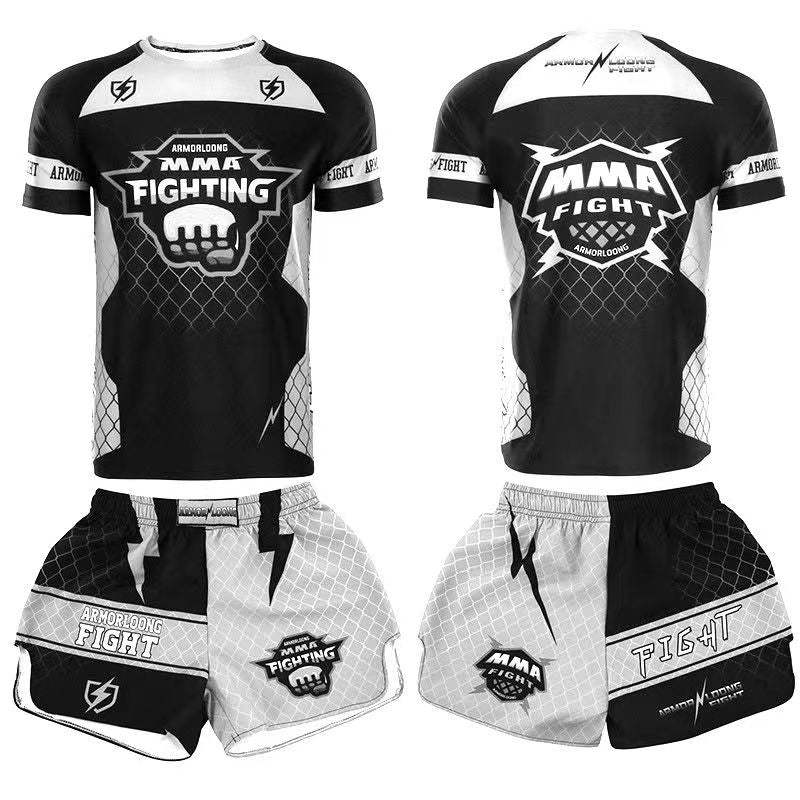 Customized Professional Children's Comprehensive Fighting Suit Boxing Sanda Training Wear Free Muay Thai Boxing Clothes Short Sleeve Two-Piece Suit - SURPHY
