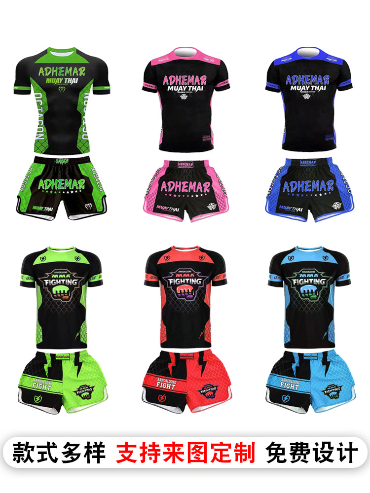 Customized Professional Children's Comprehensive Fighting Suit Boxing Sanda Training Wear Free Muay Thai Boxing Clothes Short Sleeve Two-Piece Suit - SURPHY