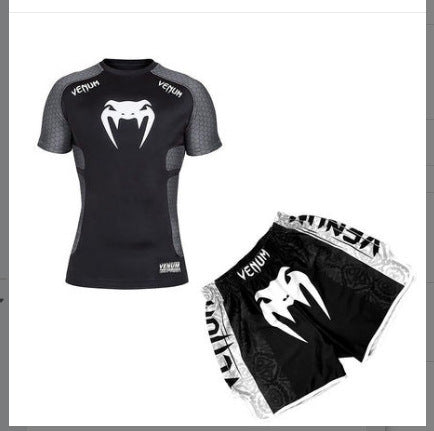 Training Wear UFC Suit Men's Boxing Tight Quick Drying Clothes Thai Boxing Short Sleeve Shorts Gym Fighting - SURPHY